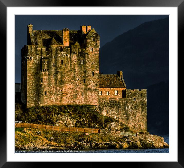 A zoom crop of Eilean Donan Castle from the west.  Framed Mounted Print by Richard Smith