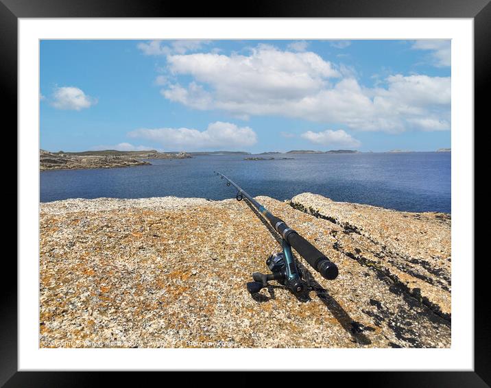 Fishing off the rocks at St Marys, Isles of Scilly Framed Mounted Print by Simon Marlow