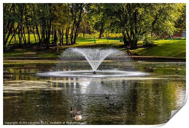 City park fountain Print by Phil Longfoot