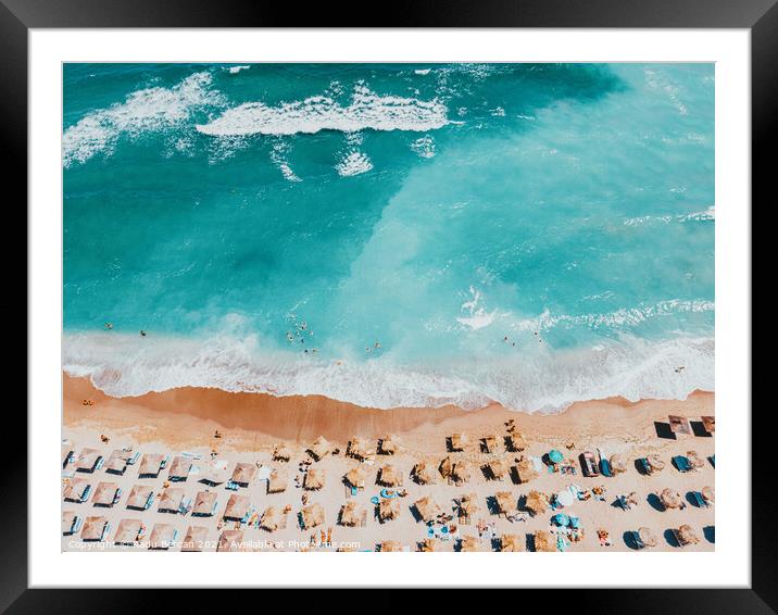 Ocean Waves Art Print, Aerial Blue Ocean Print, Summer Vibes Framed Mounted Print by Radu Bercan