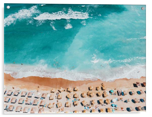 Ocean Waves Art Print, Aerial Blue Ocean Print, Summer Vibes Acrylic by Radu Bercan