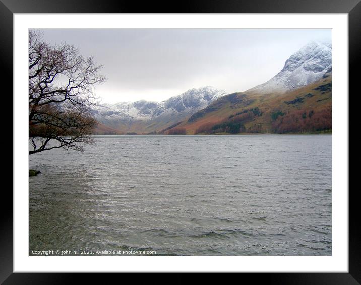 Buttermere Lake and haystack in the lake district Framed Mounted Print by john hill