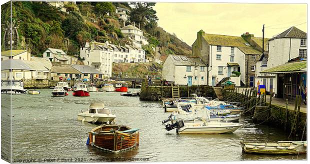 Polperro Harbour Cornwall Canvas Print by Peter F Hunt