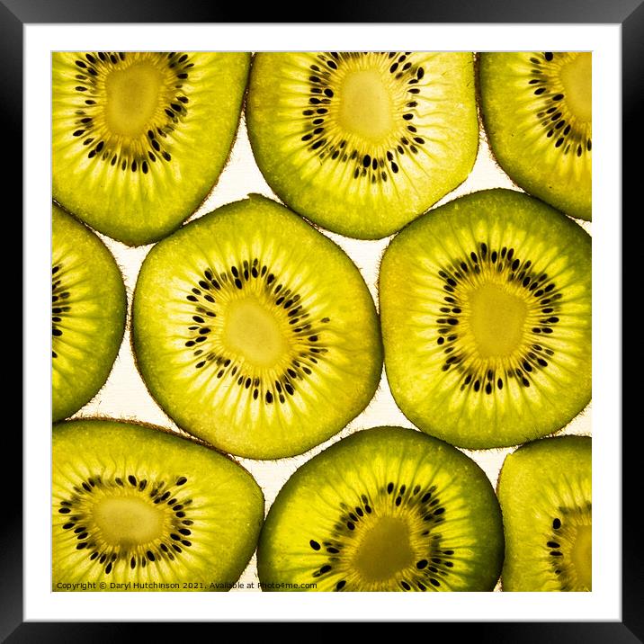 A close up of a kiwi fruit  Framed Mounted Print by Daryl Peter Hutchinson