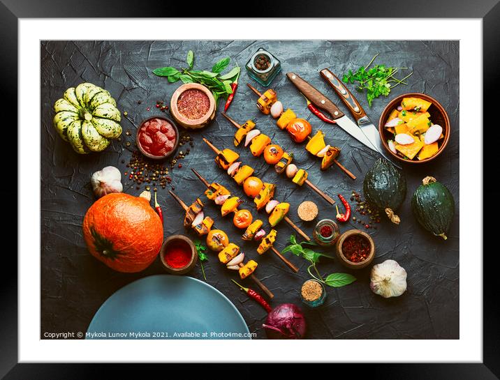 Pumpkin vegetable kebab. Framed Mounted Print by Mykola Lunov Mykola