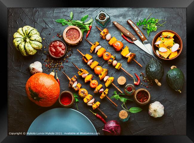 Pumpkin vegetable kebab. Framed Print by Mykola Lunov Mykola