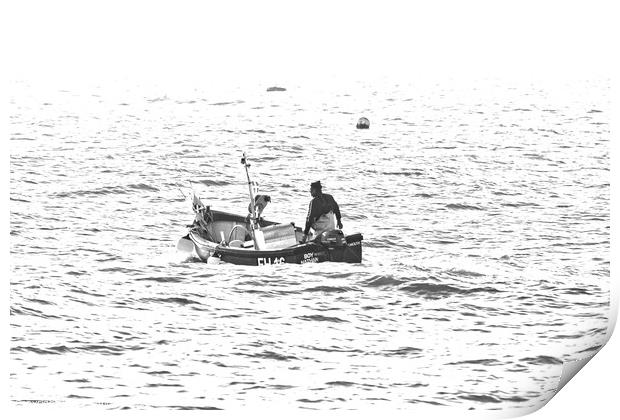 Silver light, St Ives fisherman in the sunlight. Print by Ed Whiting
