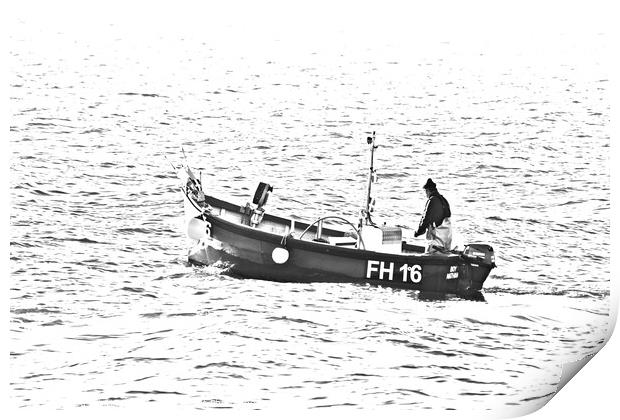 Silver light, Cornish fisherman going out. Print by Ed Whiting