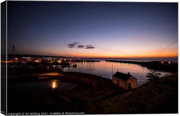 Before the sun at Newlyn Harbour, Cornwall. Canvas Print by Ed Whiting