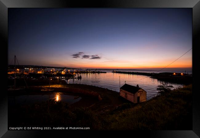 Before the sun at Newlyn Harbour, Cornwall. Framed Print by Ed Whiting