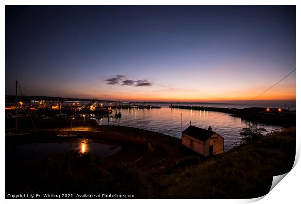 Before the sun at Newlyn Harbour, Cornwall. Print by Ed Whiting