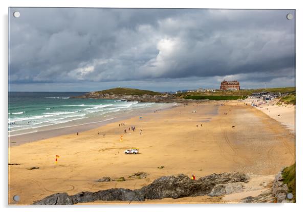 Fistral Beach Acrylic by Roger Green