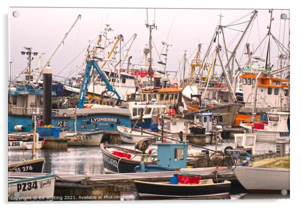 Newlyn fishing boats. Acrylic by Ed Whiting