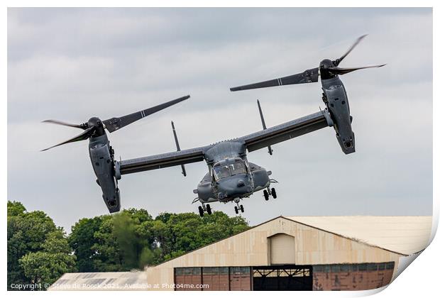 Bell Boeing Osprey CV-22B In The Hover. Print by Steve de Roeck