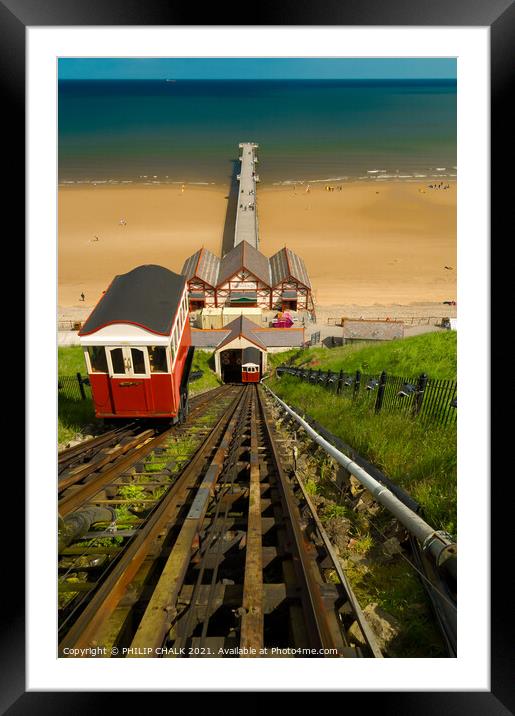 Saltburn pier and cliff tram 197 Framed Mounted Print by PHILIP CHALK