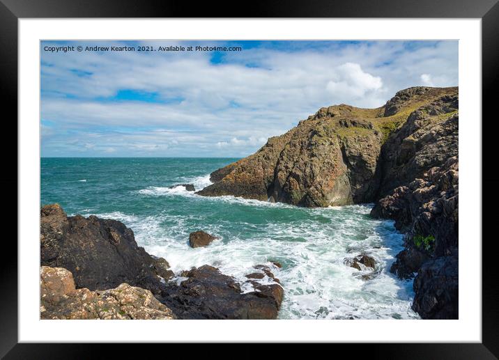 Rugged coastline at Strumble Head, Pembrokeshire Framed Mounted Print by Andrew Kearton