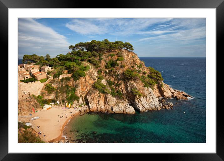 Tossa de Mar Beach and Cliff in Spain Framed Mounted Print by Artur Bogacki