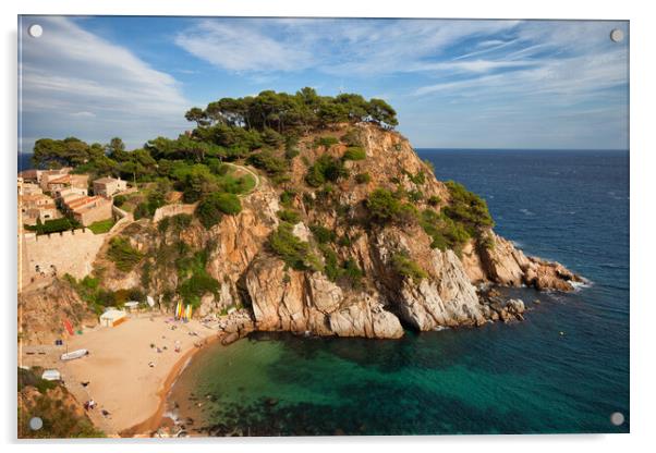 Tossa de Mar Beach and Cliff in Spain Acrylic by Artur Bogacki