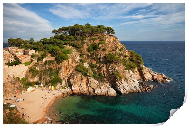 Tossa de Mar Beach and Cliff in Spain Print by Artur Bogacki