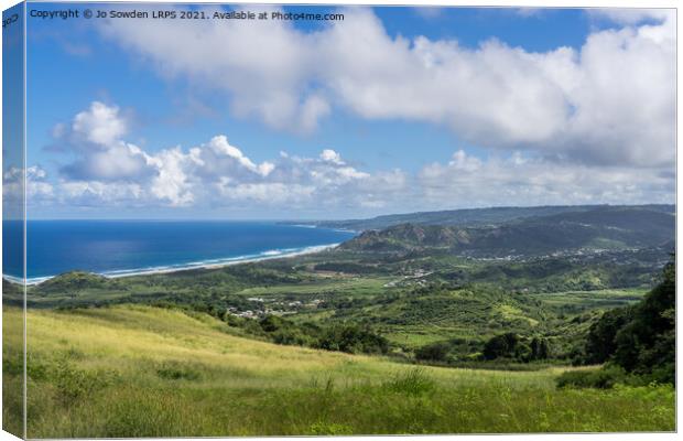 View from Cherry Tree Hill, Barbados Canvas Print by Jo Sowden