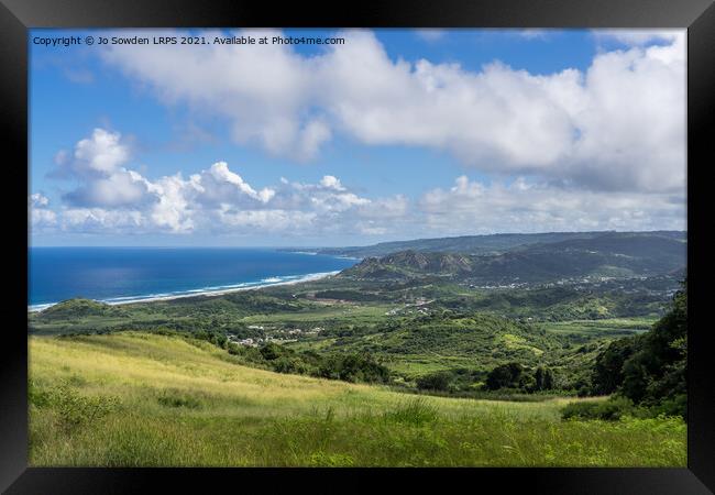 View from Cherry Tree Hill, Barbados Framed Print by Jo Sowden