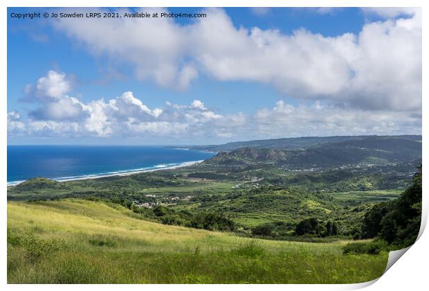 View from Cherry Tree Hill, Barbados Print by Jo Sowden