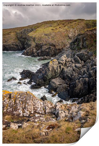 Rugged coastline of North Pembrokeshire Print by Andrew Kearton