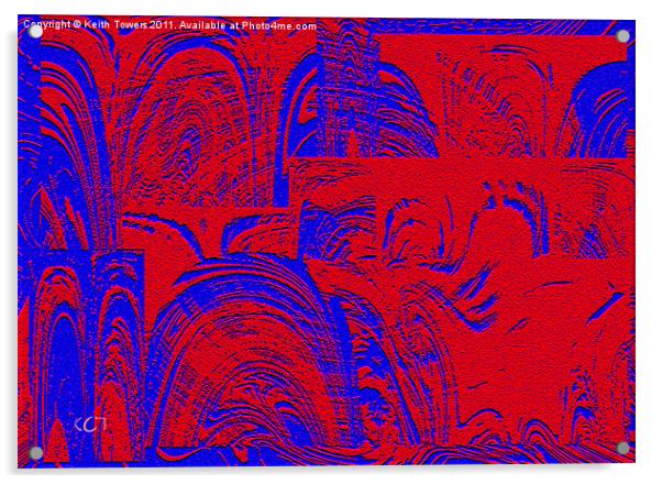 Red on Blue Acrylic by Keith Towers Canvases & Prints