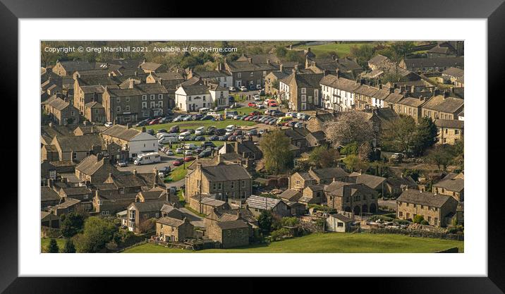 Reeth village centre in the heart of the Yorkshire Framed Mounted Print by Greg Marshall