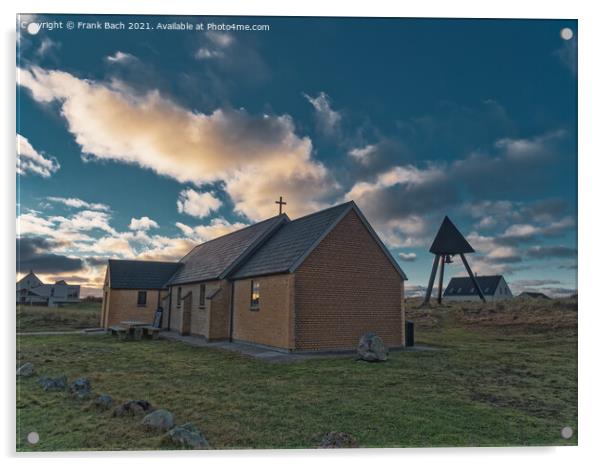 Lildstrand tiny church in Thy rural Denmark Acrylic by Frank Bach