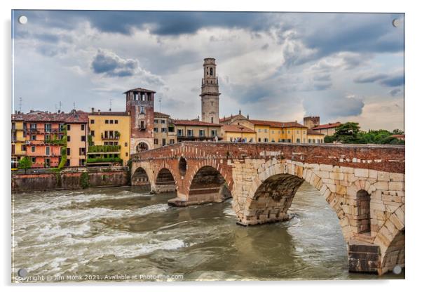 Ponte Pietra, Verona Acrylic by Jim Monk