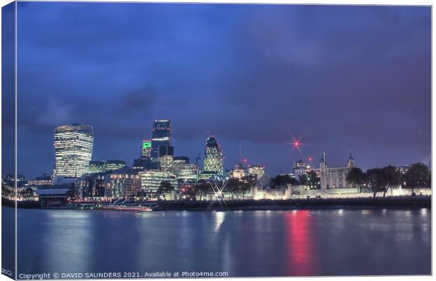 Building LONDON MODERN AND MEDIEVAL SKYLINE.  Canvas Print by DAVID SAUNDERS