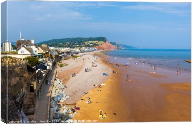Sidmouth Panorama Looking East Canvas Print by Graham Prentice