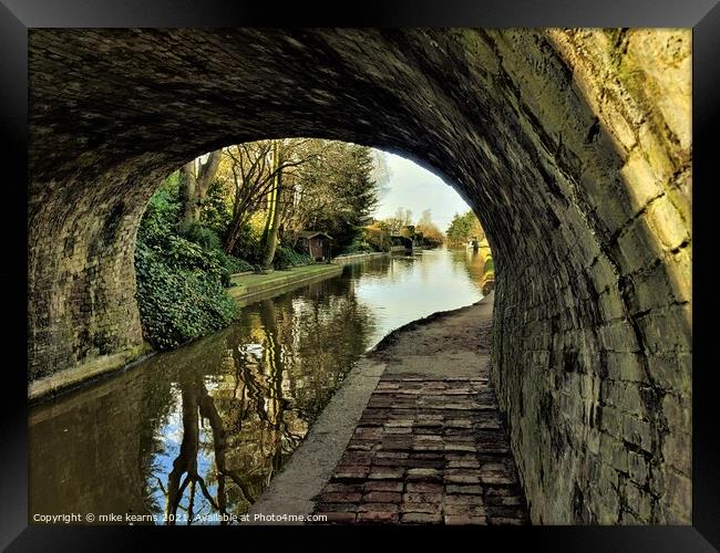 Under the canal bridge Framed Print by mike kearns
