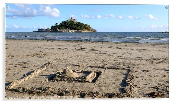Sandcastle and St Michael's Mount Acrylic by Brian Pierce
