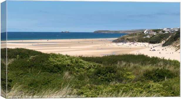 View from Lelant and Porth Kidney to Hayle and God Canvas Print by Brian Pierce
