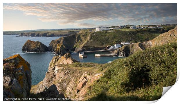 Approaching Mullion Cove, Lizard from the cliff pa Print by Brian Pierce