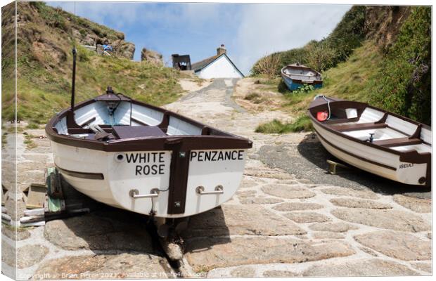 Boats on the slipway at Porthgwarra, Cornwall  Canvas Print by Brian Pierce