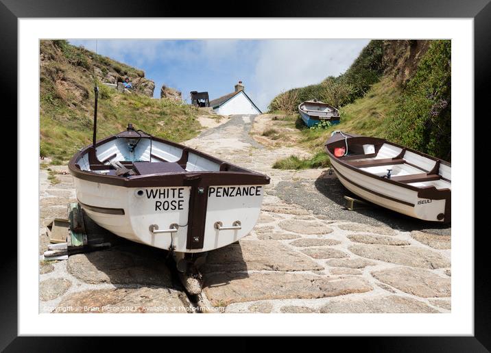 Boats on the slipway at Porthgwarra, Cornwall  Framed Mounted Print by Brian Pierce