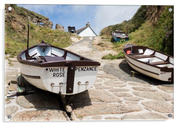 Boats on the slipway at Porthgwarra, Cornwall  Acrylic by Brian Pierce