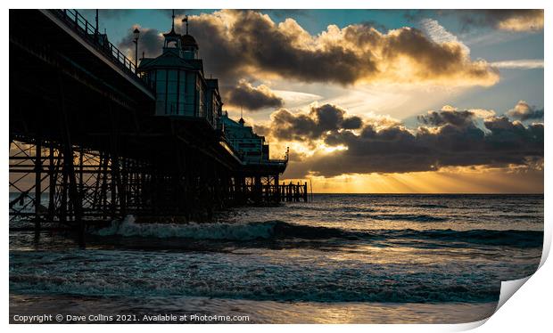 Sunrise and sunrays over Eastbourne Pier Print by Dave Collins
