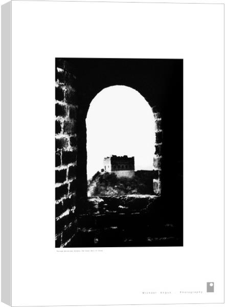 Through Pointed-Arch Window: China’s Great Wall  Canvas Print by Michael Angus