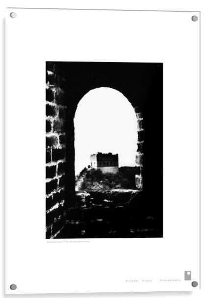 Through Pointed-Arch Window: China’s Great Wall  Acrylic by Michael Angus