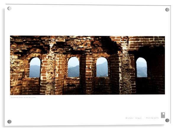 Watchtower Windows x 4: Great Wall of China Acrylic by Michael Angus