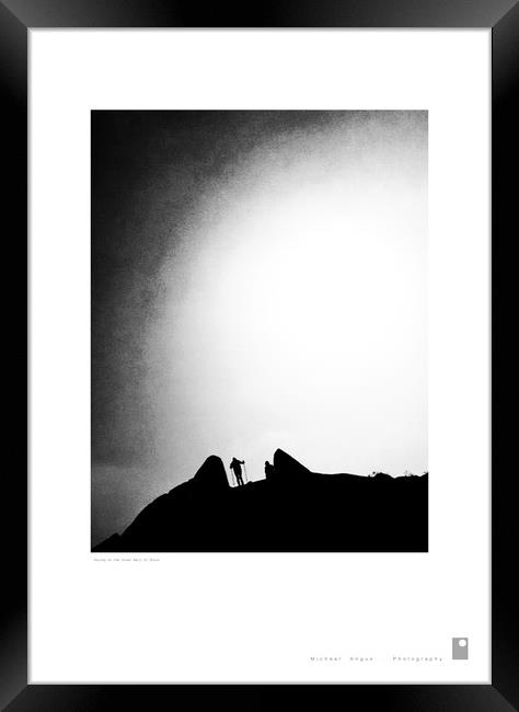 Skiing the Great Wall of China Framed Print by Michael Angus