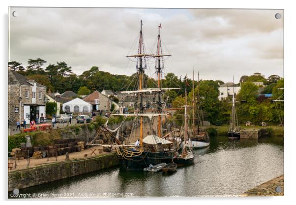 Ship at Charlestown Historic Harbour, Cornwall Acrylic by Brian Pierce