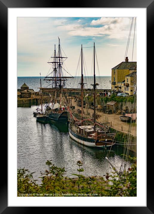 Sailing Ships, Charlestown Historic Harbour, Cornw Framed Mounted Print by Brian Pierce