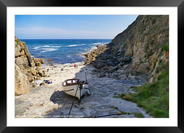 Boat on the slipway at Porthgwarra, West Cornwall  Framed Mounted Print by Brian Pierce