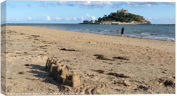 Sandcastle and St Michael's Mount Canvas Print by Brian Pierce