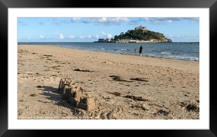 Sandcastle and St Michael's Mount Framed Mounted Print by Brian Pierce